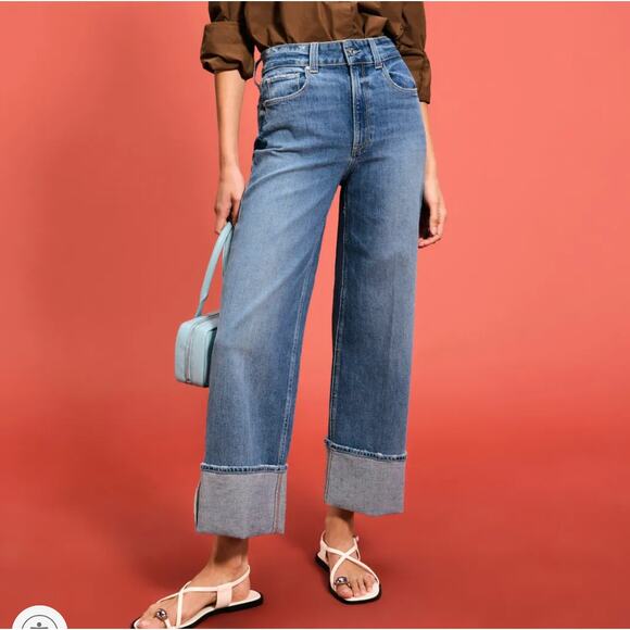 PAIGE Denim - Paige Cuff Wide Leg Jeans Denim SIZE 31 Sasha Baggy Boyfriend High Rise $259
